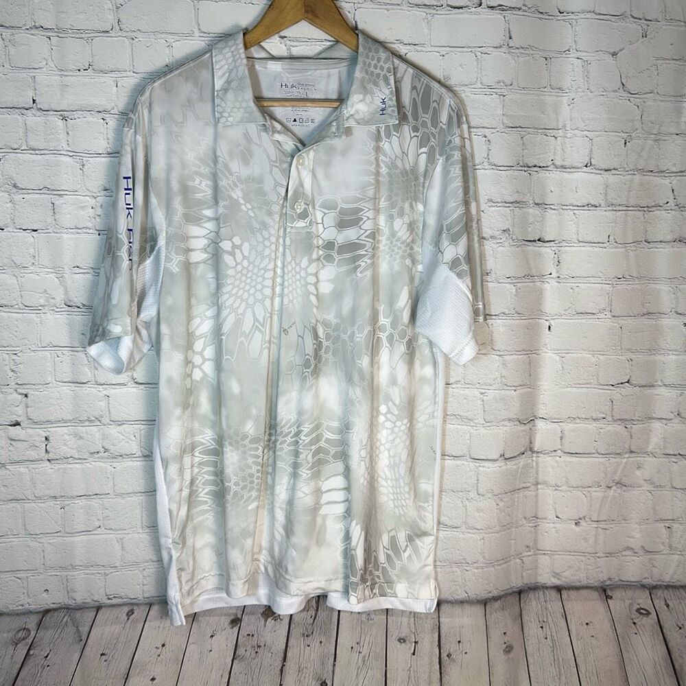 Huk Performance Golf Fishing Gray Short Sleeve T-Shirt size‎ L Large